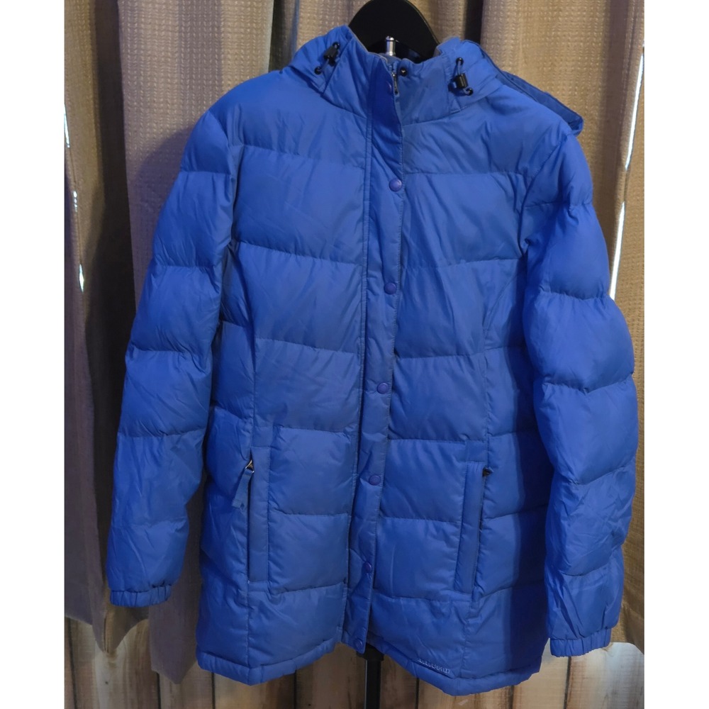 L.L.Bean Puffer Winter Down Coat Women's Size XL Blue Full Zip Button Up